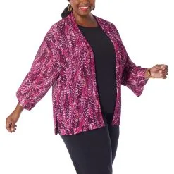 IMAN Global Chic Feather Print Herringbone Mesh Knit Topper -Dresses Shop iman global chic feather print herringbone mesh knit to d 2022022310312347786441 alt20