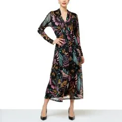 IMAN Global Chic Long-Sleeve Printed Mesh Dress