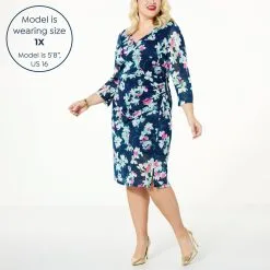 IMAN Global Chic Printed Mesh Surplice Dress With Front Slit -Dresses Shop iman global chic printed mesh surplice dress with front d 20230322110026287821155 alt21