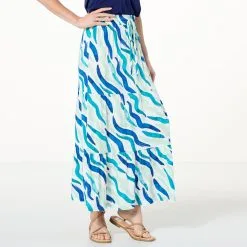 IMAN Global Chic Tiered Maxi Skirt With Drawstring Waist