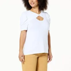 IMAN Global Chic Twist-Front Cutout Tee