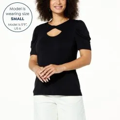 IMAN Global Chic Twist-Front Cutout Tee -Dresses Shop iman global chic twist front cutout tee d 20230331125532607825264 alt10