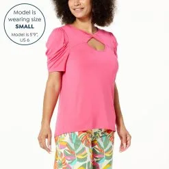 IMAN Global Chic Twist-Front Cutout Tee -Dresses Shop iman global chic twist front cutout tee d 20230331125535293825264 alt12