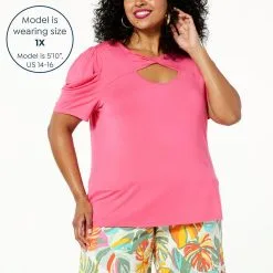 IMAN Global Chic Twist-Front Cutout Tee -Dresses Shop iman global chic twist front cutout tee d 20230331125535747825264 alt21