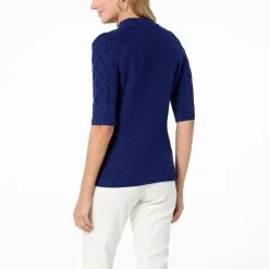 Jaclyn Smith Half Sleeve Cable Knit Sweater Pullover -Dresses Shop jaclyn smith half sleeve cable knit sweater pullover d 2023011011284972818813 alt1