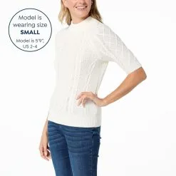 Jaclyn Smith Half Sleeve Cable Knit Sweater Pullover -Dresses Shop jaclyn smith half sleeve cable knit sweater pullover d 2023011012110255818813 alt11