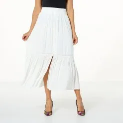 Jessica Simpson Kelsie Tiered Button-Front Maxi Skirt