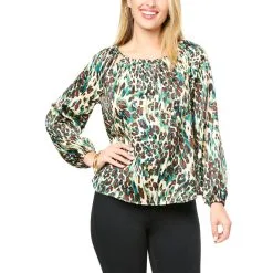 Jessica Simpson Layla Printed Satin Peasant Top