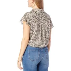 Jessica Simpson Rhea Printed Flutter-Sleeve Tie-Front Top -Dresses Shop jessica simpson rhea printed flutter sleeve tie front t d 20220216092256793781348 alt1