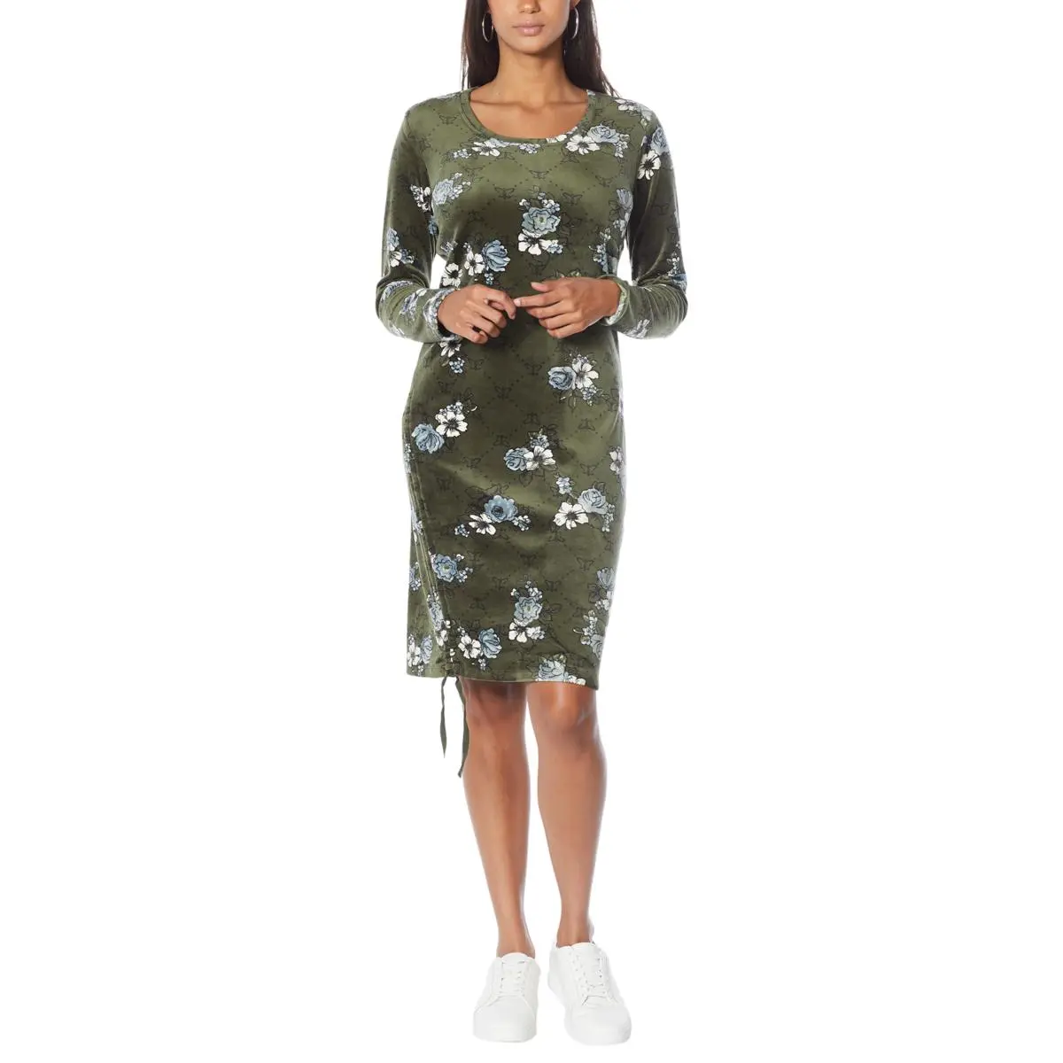 Laila Ali Stretch Velour Adjustable Ruched Dress 4 Laila Ali Stretch Velour Adjustable Ruched Dress - Image 2