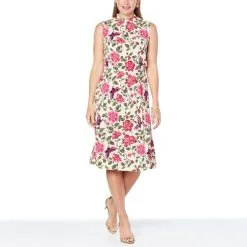 Leota Samantha Sleeveless Smock-Neck Dress