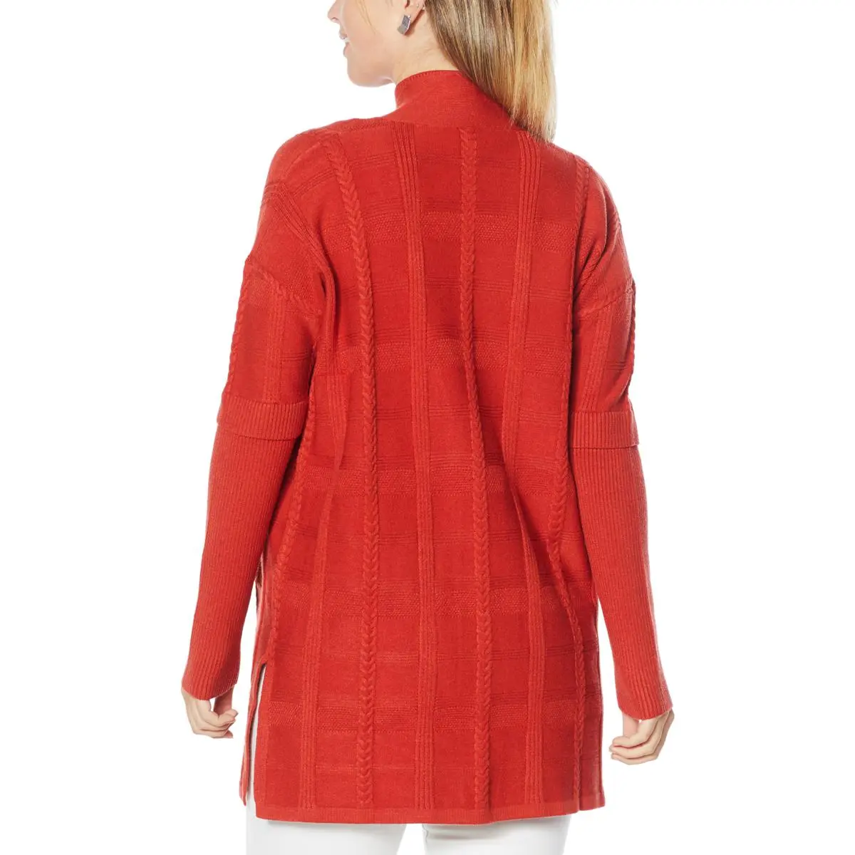 MarlaWynne SoftKNIT Plaid Textured Drama Topper 5 MarlaWynne SoftKNIT Plaid Textured Drama Topper - Image 3