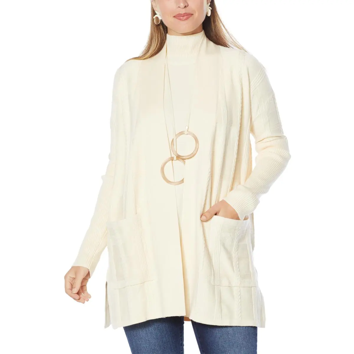 MarlaWynne SoftKNIT Plaid Textured Drama Topper 3 MarlaWynne SoftKNIT Plaid Textured Drama Topper