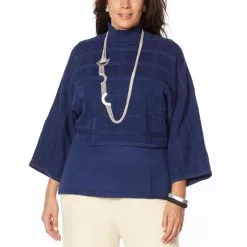 MarlaWynne SoftKNIT Plaid-Textured Sweater Popover -Dresses Shop marlawynne softknit plaid textured sweater popover d 20211115145642393770816 alt20