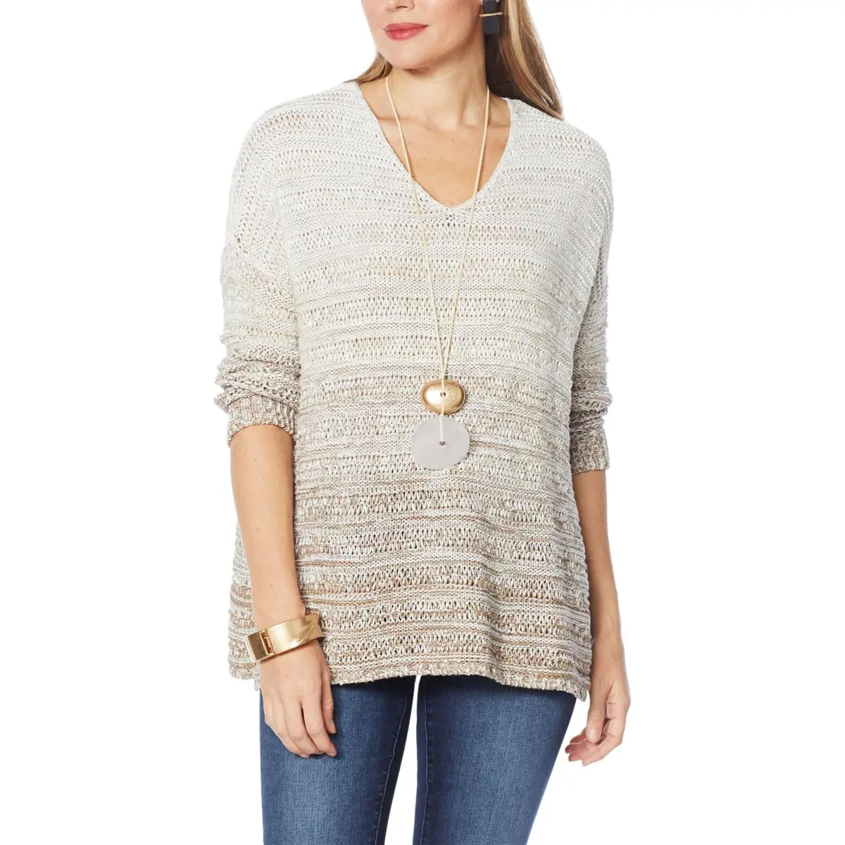 MarlaWynne Unstructured Ombré Marled Knit Sweater 3 MarlaWynne Unstructured Ombré Marled Knit Sweater