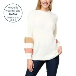 Nina Leonard Balloon Sleeve Pullover Sweater With Stripe Detail -Dresses Shop nina leonard balloon sleeve pullover sweater with strip d 20221107120236323809355 alt12