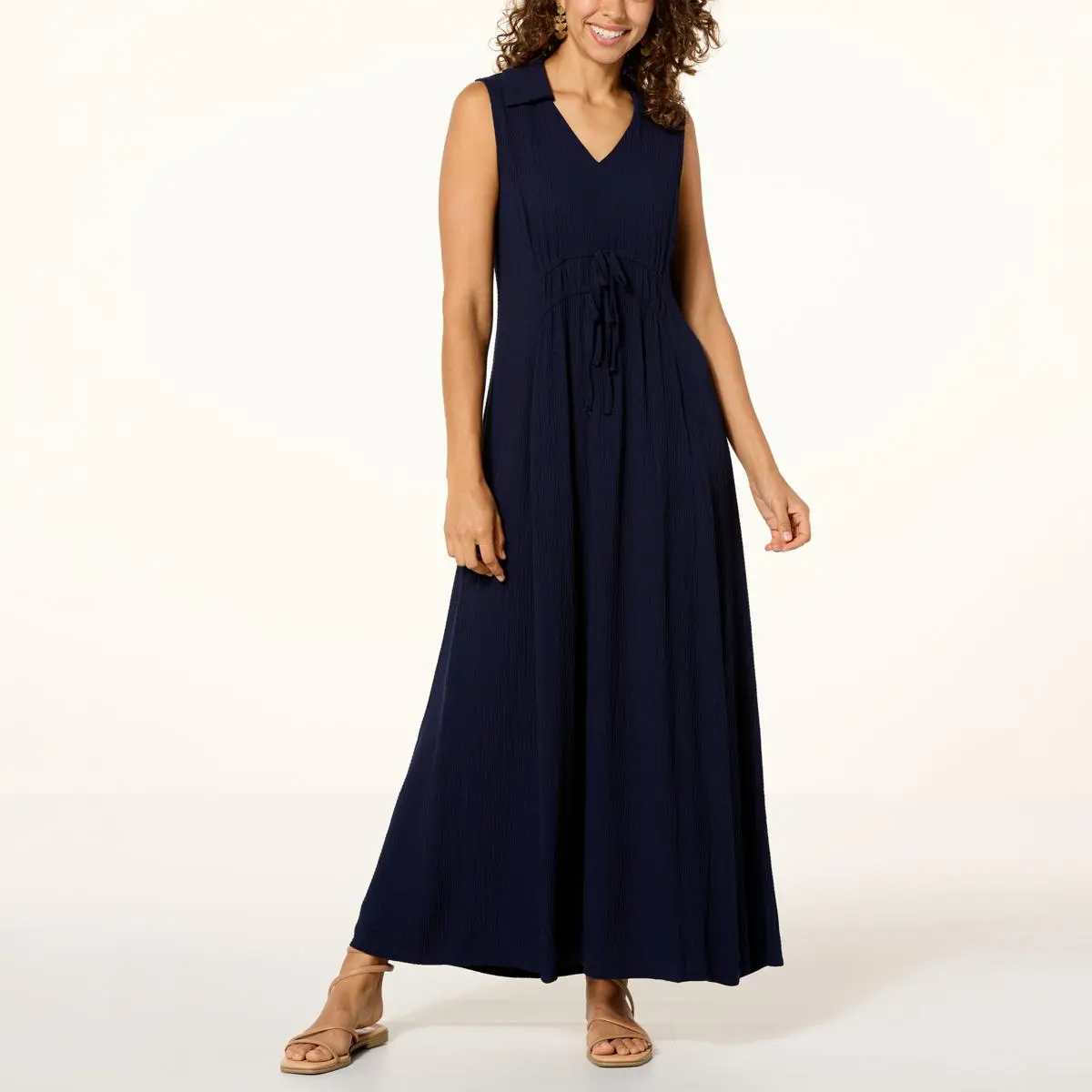 Nina Leonard Collared V-Neck Maxi Dress 3 Nina Leonard Collared V-Neck Maxi Dress