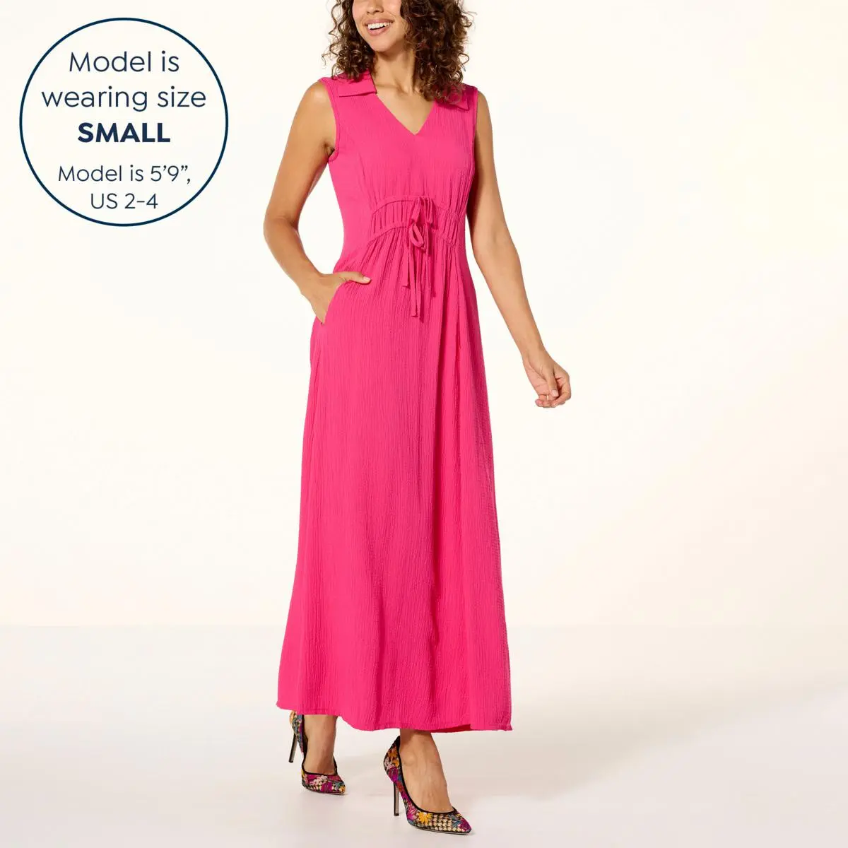 Nina Leonard Collared V-Neck Maxi Dress 9 Nina Leonard Collared V-Neck Maxi Dress - Image 7