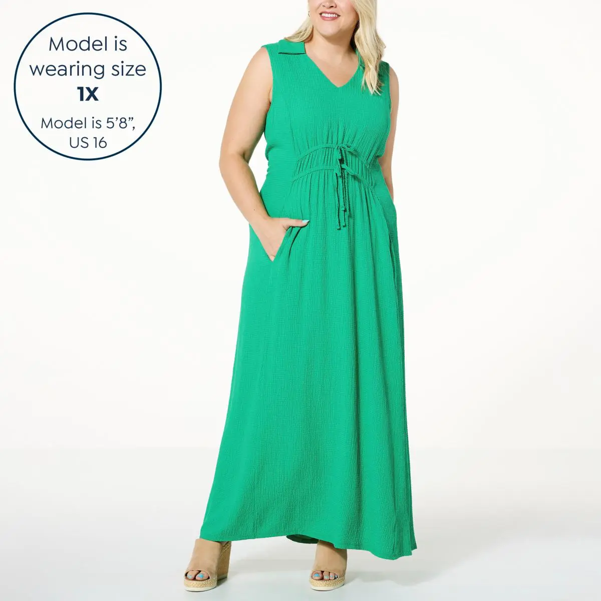 Nina Leonard Collared V-Neck Maxi Dress 10 Nina Leonard Collared V-Neck Maxi Dress - Image 8