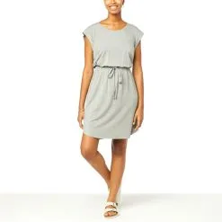 Nina Leonard French Terry Drawstring Waist Dress