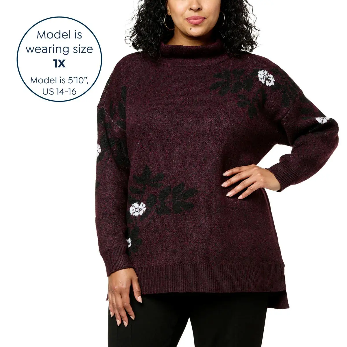 Nina Leonard Jacquard Mock-Neck Pullover Sweater 5 Nina Leonard Jacquard Mock-Neck Pullover Sweater - Image 3