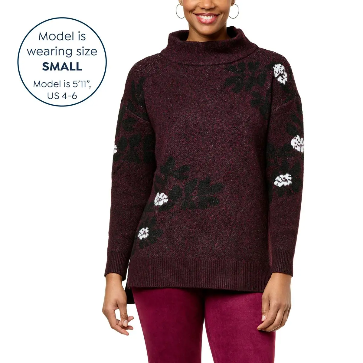 Nina Leonard Jacquard Mock-Neck Pullover Sweater 7 Nina Leonard Jacquard Mock-Neck Pullover Sweater - Image 5