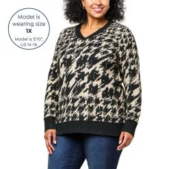 Nina Leonard Jaquard V-neck Pullover Sweater -Dresses Shop nina leonard jaquard v neck pullover sweater d 20221020151859427803091 alt21