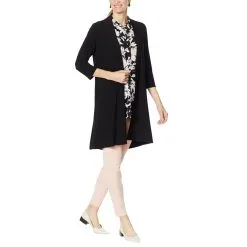 Nina Leonard Miracle Matte Jersey Lace-Up Duster Cardigan