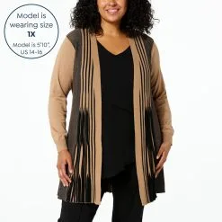 Nina Leonard Pleated Knit Colorblock Cardigan -Dresses Shop nina leonard pleated knit colorblock cardigan d 20230124140645193820758 alt21