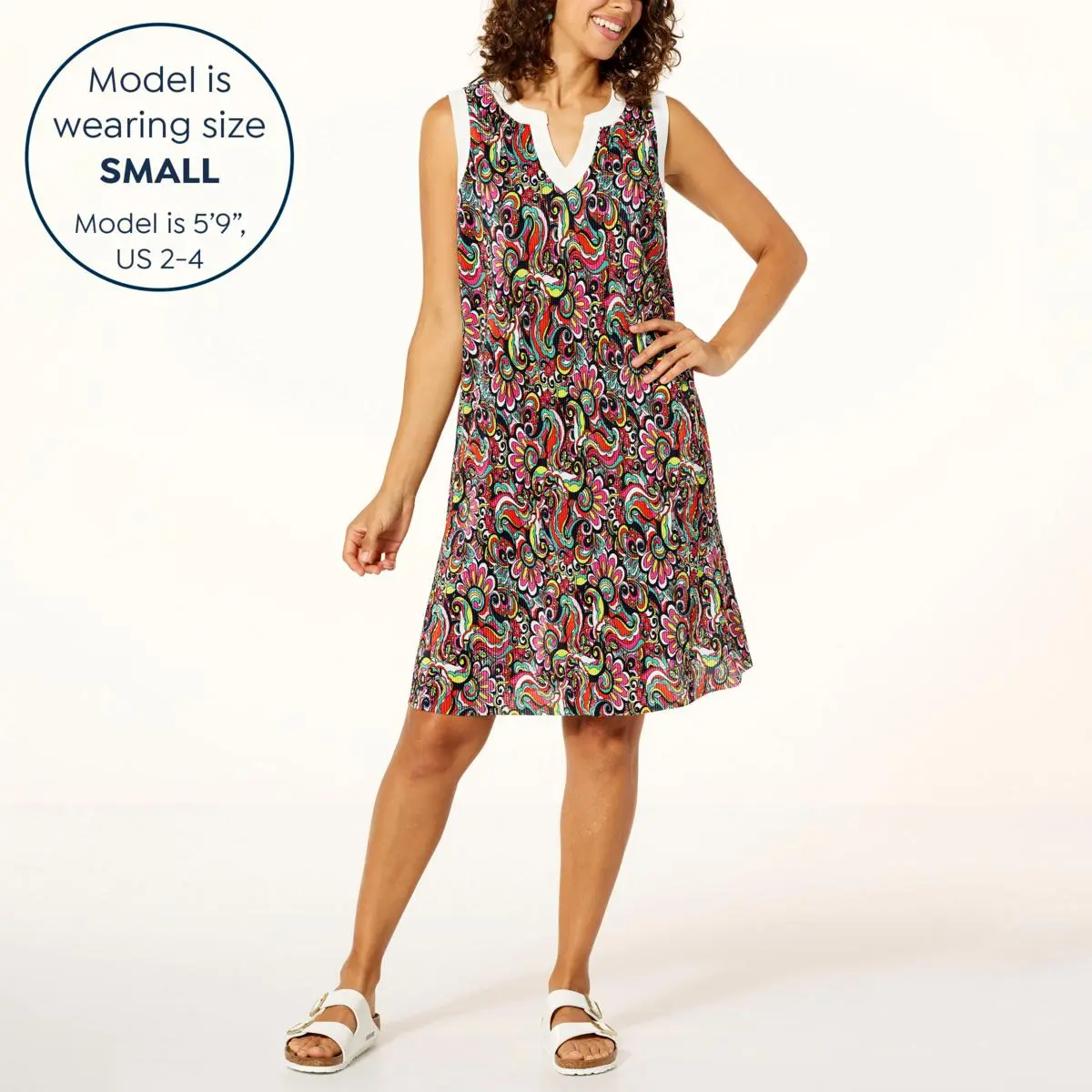 Nina Leonard Sleeveless Printed Float Dress 8 Nina Leonard Sleeveless Printed Float Dress - Image 6