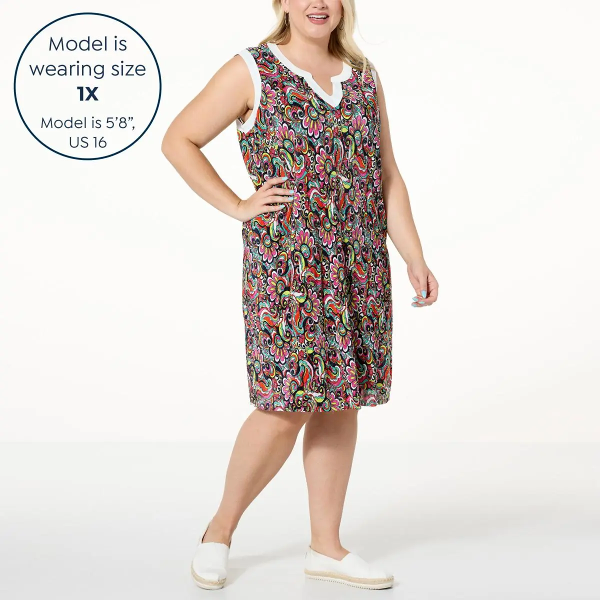 Nina Leonard Sleeveless Printed Float Dress 9 Nina Leonard Sleeveless Printed Float Dress - Image 7