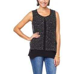 Nina Leonard Sleeveless Scoop Neck Tunic Tank