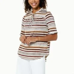 Nina Leonard Smocked Front Yoke Top