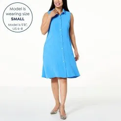 Nina Leonard Textured Wave Shirt Dress With Pockets -Dresses Shop nina leonard textured wave shirt dress with pockets d 20230328103705017823521 alt12