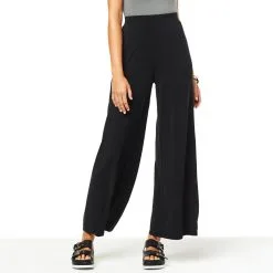 Shavonne Dorsey Wide Leg Pant With Faux Leather Side Stripe