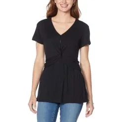 Skinnygirl Carrie Twist-Front Short-Sleeve Top