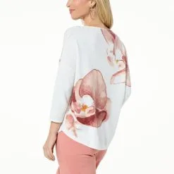 WynneCollection Printed Linen Blend Sweater -Dresses Shop wynnecollection printed linen blend sweater d 2023050209012621828942 alt1