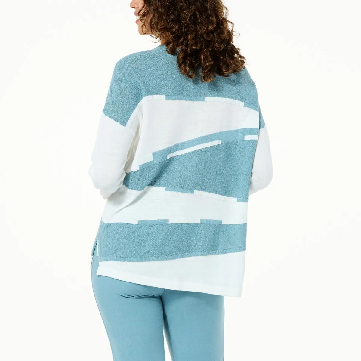 WynneCollection Ribbed Sleeve Intarsia Sweater 4 WynneCollection Ribbed Sleeve Intarsia Sweater - Image 2