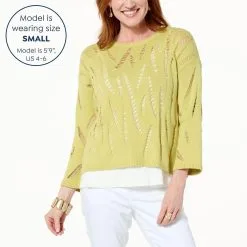 WynneLayers Cotton Moving Pointelle Stitch Sweater -Dresses Shop wynnelayers cotton moving pointelle stitch sweater d 20230331122421707823618 alt12