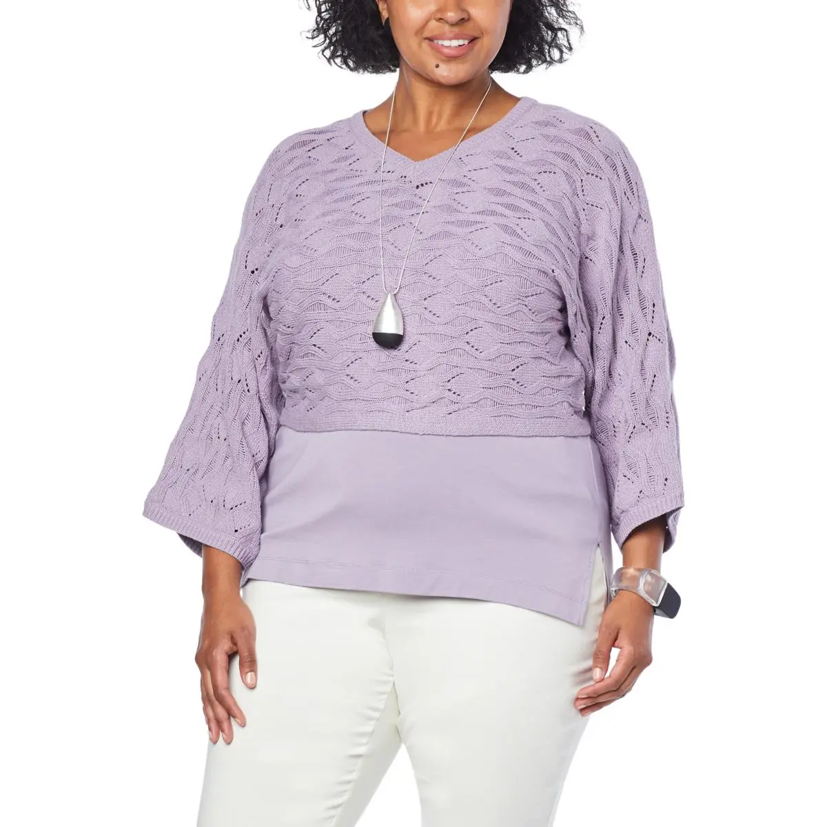 WynneLayers Open Stitch Sweater Knit Popover 4 WynneLayers Open Stitch Sweater Knit Popover - Image 2